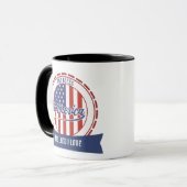 God Bless America, Retro Lettertype en Patriottisc Mok (Voorkant links)