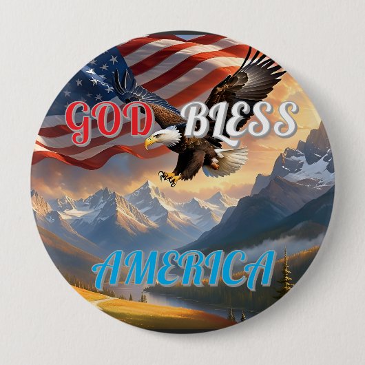 GOD BLESS AMERICA RONDE BUTTON 4,0 CM (Voorkant)