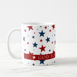 God Bless America Rood Blauw USA Sterren Patroon Koffiemok