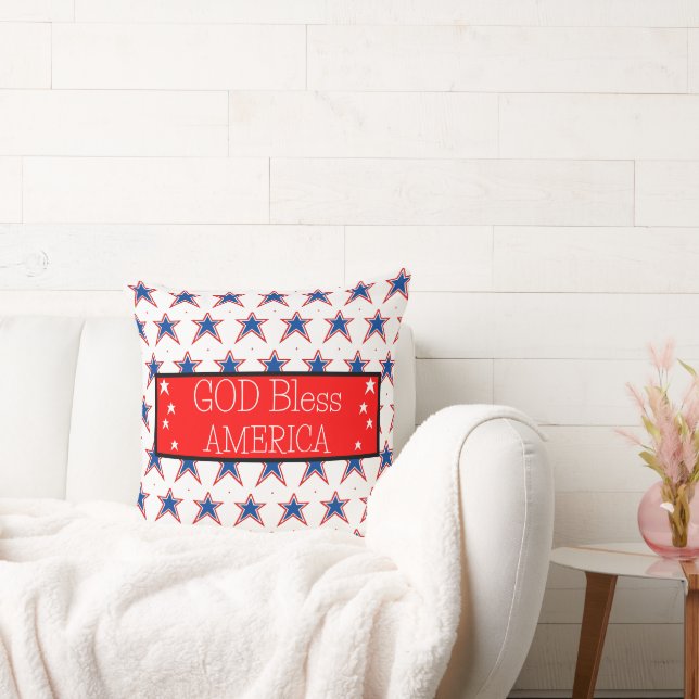 God Bless America Rood Wit Blauwe Sterren Kussen (Bank)