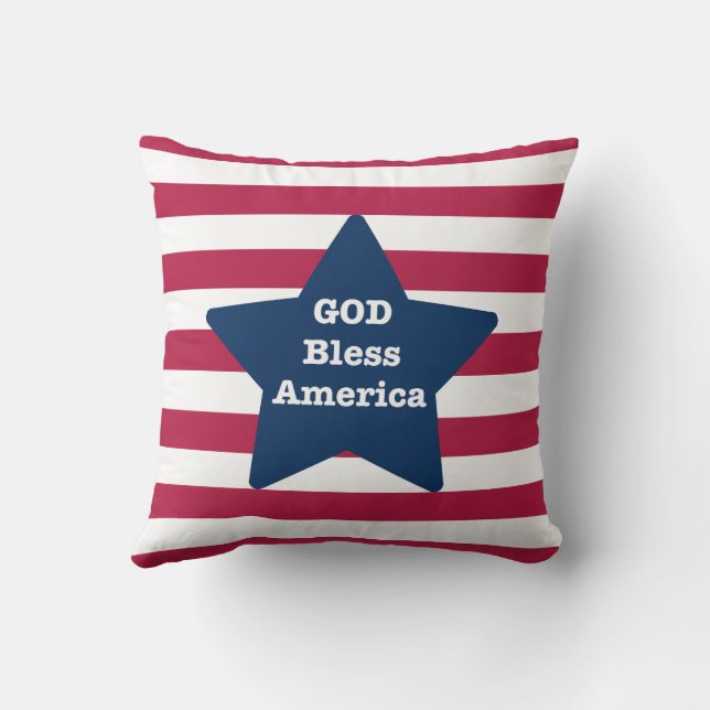 God Bless America Rood Wit En Blauw  Kussen (Achterkant)