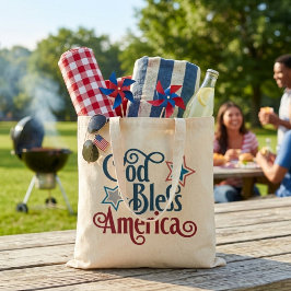 God Bless America Rood Wit en Blauw Patriottisch Tote Bag