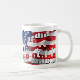 God Bless America Soldaten en de Vlag Patriottisch Koffiemok
