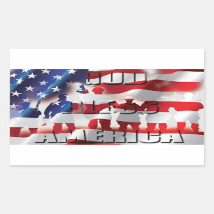 God Bless America Soldaten en de Vlag Patriottisch Rechthoekige Sticker