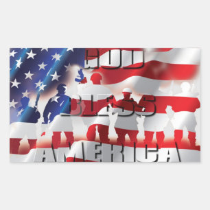 God Bless America Soldaten en de Vlag Patriottisch Rechthoekige Sticker