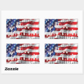 God Bless America Soldaten en het vlagpatriottisch Rechthoekige Sticker (Vel)