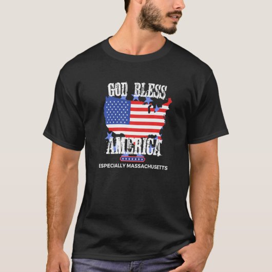 God Bless America Speciaal Massachusetts US Stat T-shirt (Voorkant)