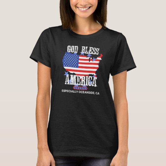 God Bless America Speciaal Oceanside CA US State T-shirt (Voorkant)