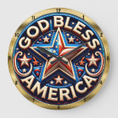 God Bless America Star Patriottisme Grote Klok (Voorkant)