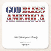 God Bless America Stars and Stripes Patriotic Kartonnen Onderzetters (Voorkant)
