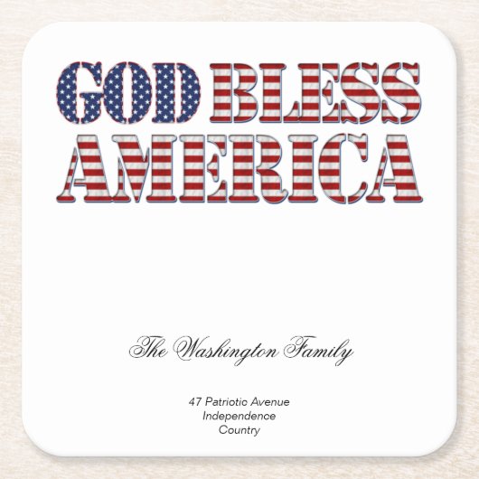 God Bless America Stars and Stripes Patriotic Kartonnen Onderzetters (Voorkant)