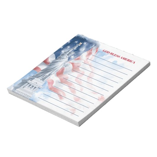 God Bless America Statue of Liberty Lined Notitieblok (Linkerzijde)