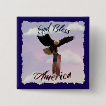 "God Bless America" Steenarend in vlucht met vlag