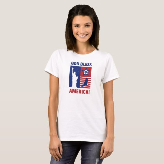 God Bless America" T-shirt met ronde hals, volledi (Voorkant volledig)