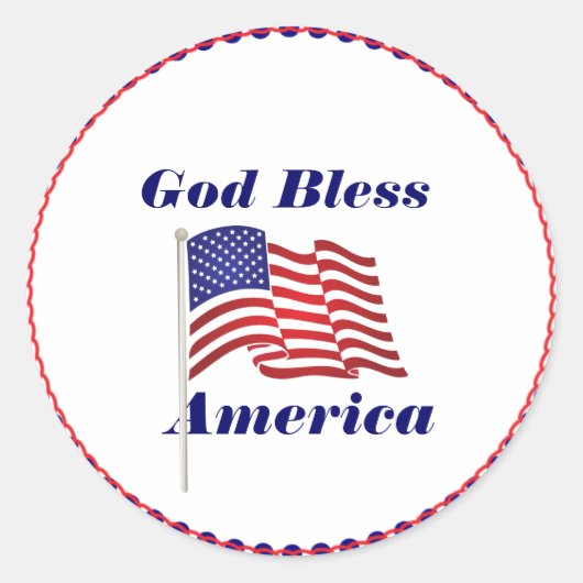 God Bless America text, Amerikaanse vlag Ronde Sticker (Voorkant)