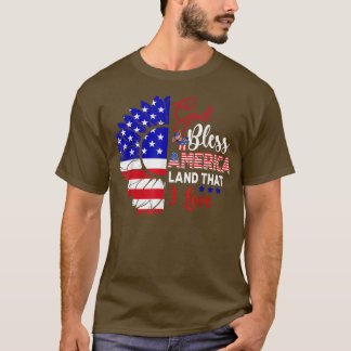 God Bless America That I Love American Flag Sunflo T-shirt