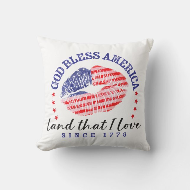 God Bless America - Throw Pillow Kussen (Voorkant)