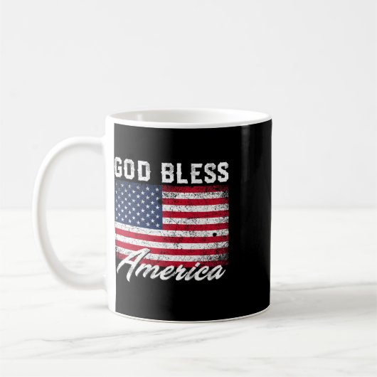 God Bless America Usa Flag 4th Of July Patriotic  Koffiemok (Links)