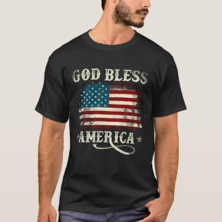 God Bless America USA Flag 4th of July Patriotic M T-shirt