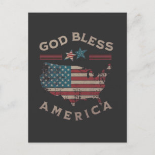 God Bless America Vintage Ansichtkaart - Patriotti Briefkaart