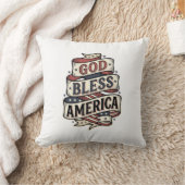 God Bless America Vintage Patriotisch Vectorontwer Kussen (Deken)