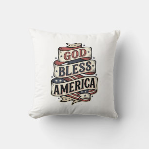 God Bless America Vintage Patriotisch Vectorontwer Kussen