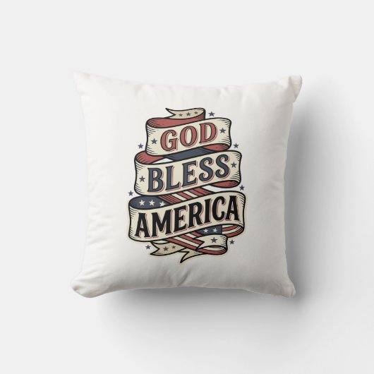 God Bless America Vintage Patriotisch Vectorontwer Kussen (Voorkant)
