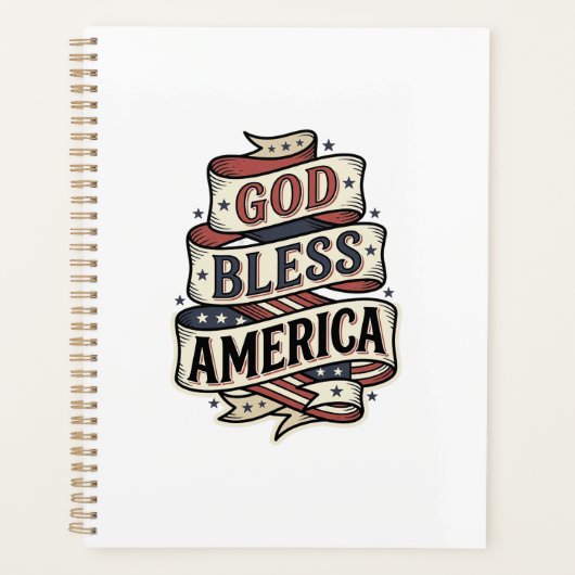 God Bless America Vintage Patriotisch Vectorontwer Planner (Voorkant)