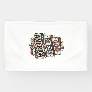 God Bless America Vintage Patriotisch Vectorontwer Spandoek