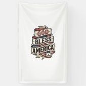 God Bless America Vintage Patriotisch Vectorontwer Spandoek (Verticaal)