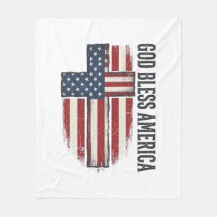 God Bless America Vintage Patriottische Kruis Ontw Fleece Deken
