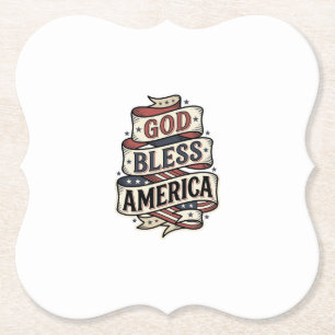 God Bless America Vintage Patriottische Vector Des Kartonnen Onderzetters
