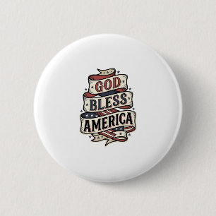 God Bless America Vintage Patriottische Vector Des Ronde Button 5,7 Cm