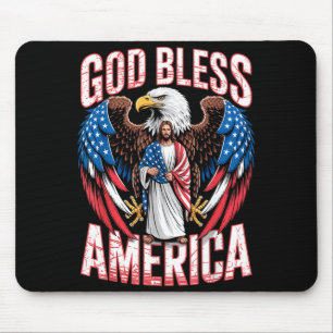God Bless America Vlag Jezus Christelijke Adelaar Muismat