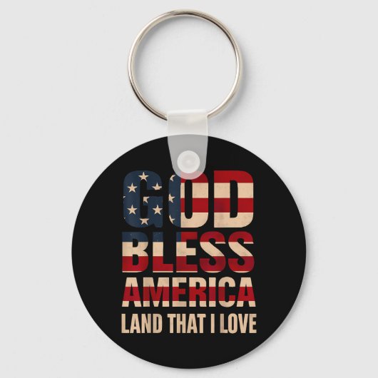 God Bless America Vlag Kunst Sleutelhanger (Voorkant)