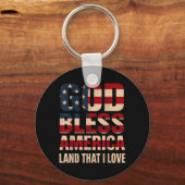 God Bless America Vlag Kunst Sleutelhanger (Voorkant)