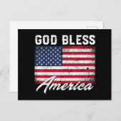 God Bless America Vlag op 4 juli Patriottisch Feestdagenkaart (Voorkant / Achterkant)