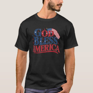 God Bless America Vlag op 4 juli Patriottisch T-shirt