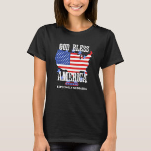 God Bless America Vooral Nebraska US State Des T-shirt