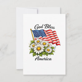 God Bless America VS-vlag en Madeliefjes Bloemschi Bedankkaart