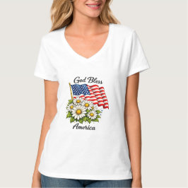 God Bless America VS-vlag en Madeliefjes Bloemschi T-shirt