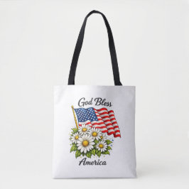 God Bless America VS-vlag en Madeliefjes Bloemschi Tote Bag