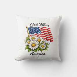 God Bless America VS-vlag en Madeliefjes Bloemstuk Kussen