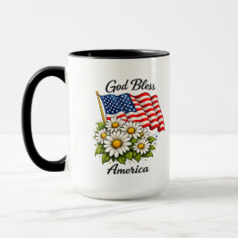 God Bless America VS-vlag en Madeliefjes Bloemstuk Mok
