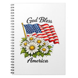 God Bless America VS-vlag en Madeliefjes Bloemstuk Notitieboek