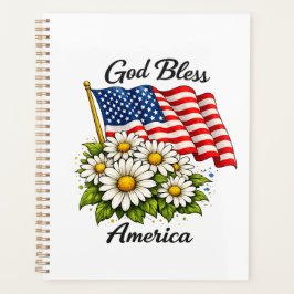 God Bless America VS-vlag en Madeliefjes Bloemstuk Planner
