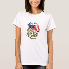 God Bless America VS-vlag en Madeliefjes Bloemstuk T-shirt