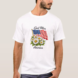 God Bless America VS-vlag en Madeliefjes Bloemstuk T-shirt