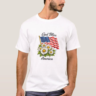 God Bless America VS-vlag en Madeliefjes Bloemstuk T-shirt