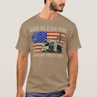 God Bless American Firefighter Flag America T-shirt